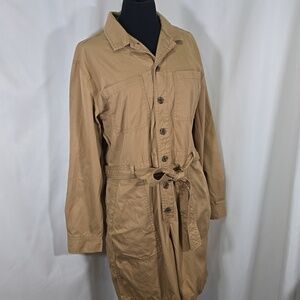 NWOT GAP Utility 100% Cotton Shorts Jumpsuit Romper Long Khakhi Button Down